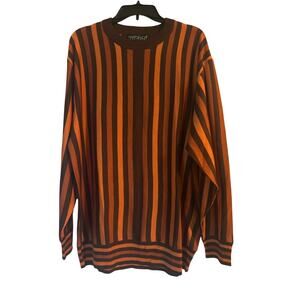 GUC Metofuori Men's Acrylic Sweater Stripe Long Sleeve Crew Neck Size XL